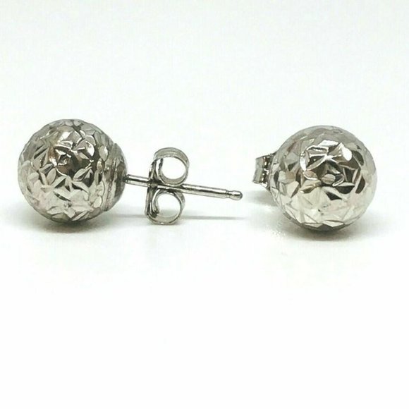 Sterling Silver 4mm Stud Earrings with Rhodium - Picture 3 of 6